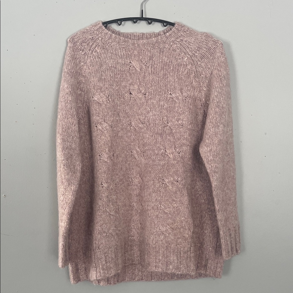 Pure Jill Blush Knit Crewneck Sweater with Subtle Texture Medium
